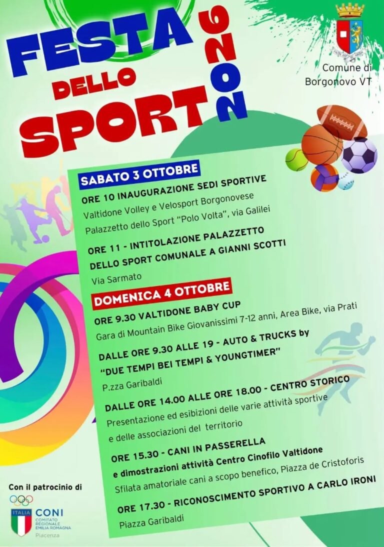 Borgonovo celebra lo sport: un weekend di eventi e attività
